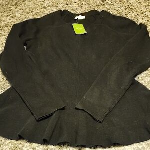 Kate Spade Black Peplum Knit Top Medium NWT1
